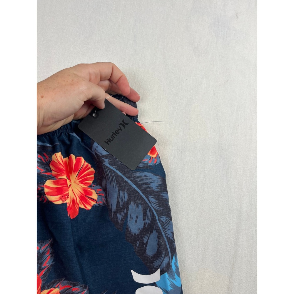 Hurley Boys Valerian Blue Tropical Hibiscus Swim Trunks Board Shorts Size S 8 - Picture 2 of 4